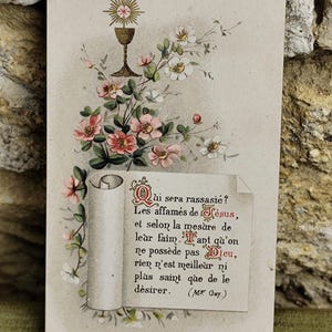 1910s Image pieuse communion ancien français, carte religieuse catholique, Souvenir communion, prière, carte missel, collection