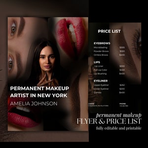 Permanent  Digital Template | PMU Canva Template | Microblading Templates | PMU Flyer | PMU Brows Templates | Pmu Price List