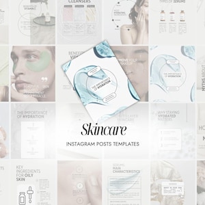 100 Hautpflege Instagram-Vorlagen | Hautpflege Leinwand | Kosmetik Vorlage | Haut Social Media Post | Ästhetische Vorlagen Canva | Hautpflege Posts