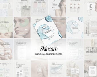 100 Skincare Instagram Templates | Skincare Canva | Cosmetics Template | Skin Social Media Post | Aesthetic Templates Canva | Skincare Posts