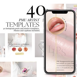 Permanent  Instagram Template | PMU Instagram Template | Lip Blushing Templates | PMU Social Media Post | PMU Lips Templates | Aesthetician