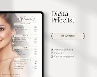 Editable Price List Template | Beauty Price List Template | Price List Digital | Price Bundle Template | Price Sign | Pricelist Canva