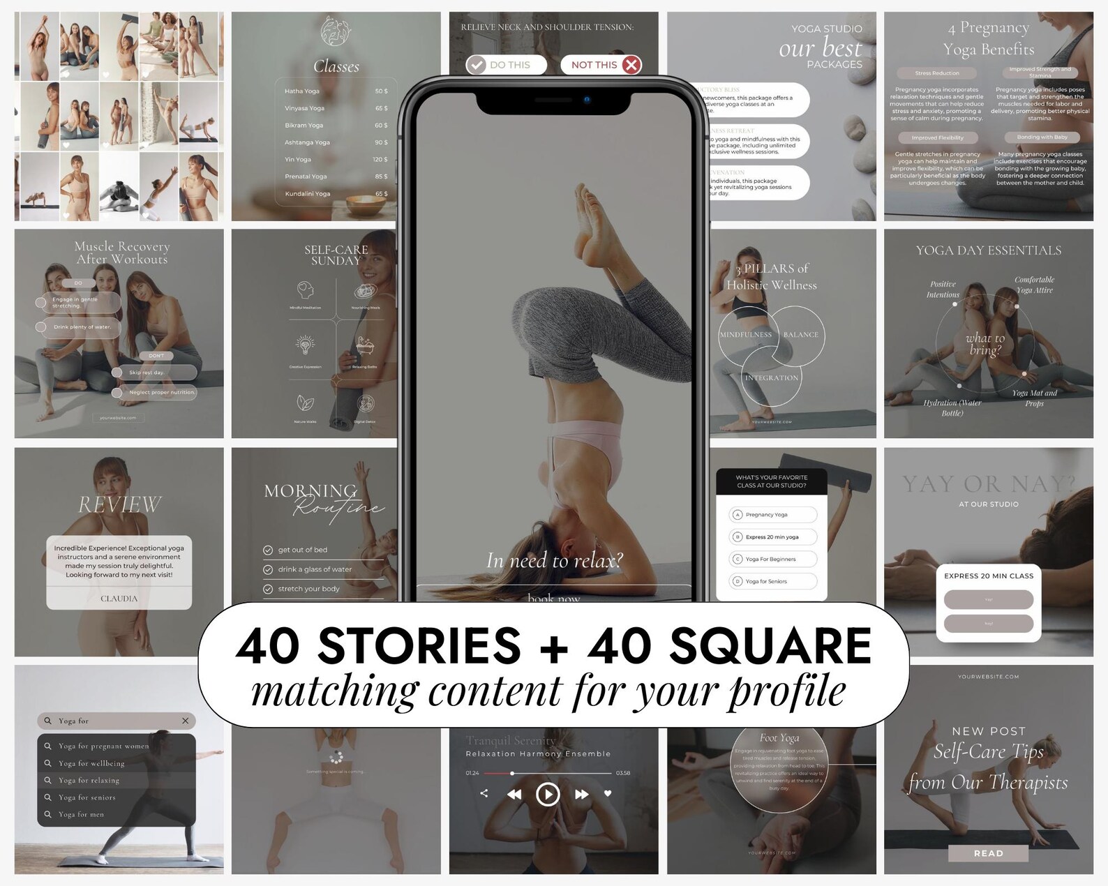 Yoga Instagram Post Templates | Yoga Teacher Wellness Coach | Fitness ...