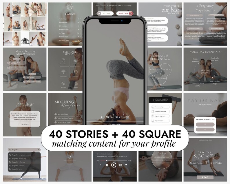 Yoga Instagram Post Templates | Yoga Teacher Wellness Coach | Fitness ...