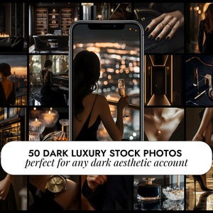 50 Dark Luxury Aesthetic Stock Photos | Faceless Digital Marketing Images | Moody Social Media Content | Luxury Instagram Reel Covers Photos