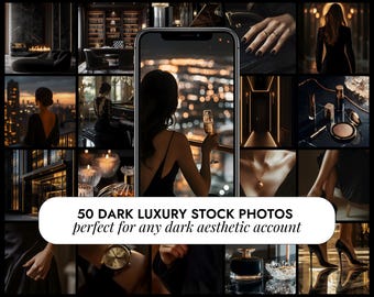 50 Dark Luxury Aesthetic Stock Photos | Faceless Digital Marketing Images | Moody Social Media Content | Luxury Instagram Reel Covers Photos