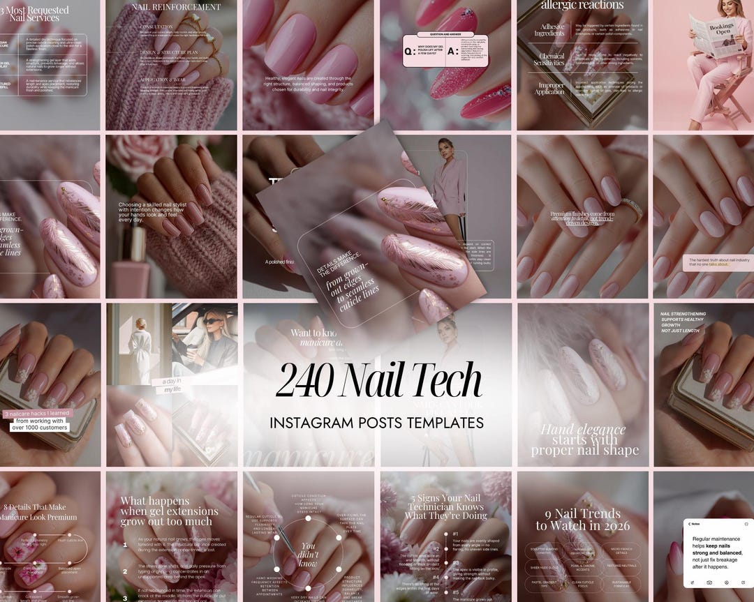 Nail Tech Pink Instagram Templates | Beauty Salon Canva Posts | Nail ...