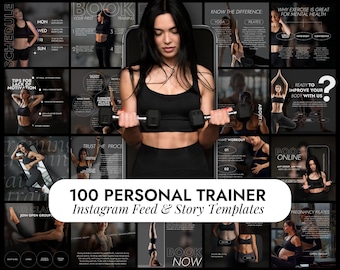 Personal Trainer Instagram Templates | Fitness Coach Canva | Gym Trainer Social Posts | Wellness Coach Templates | Health Coach Marketing