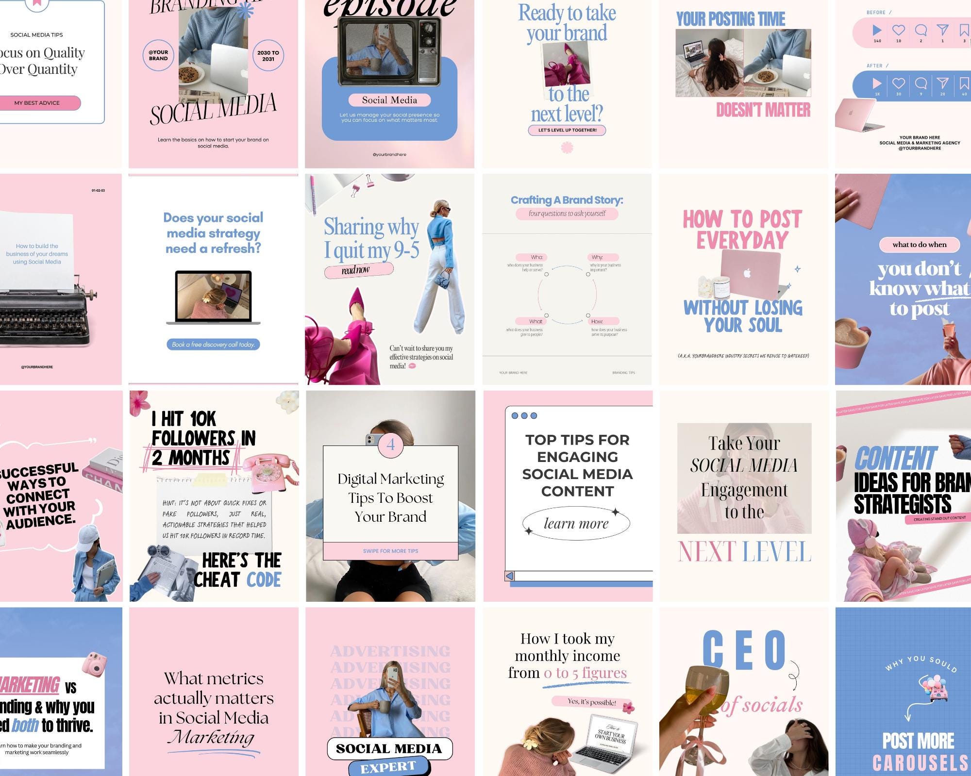 150 Pink Pastel Instagram Templates | Social Media Manager | Canva ...