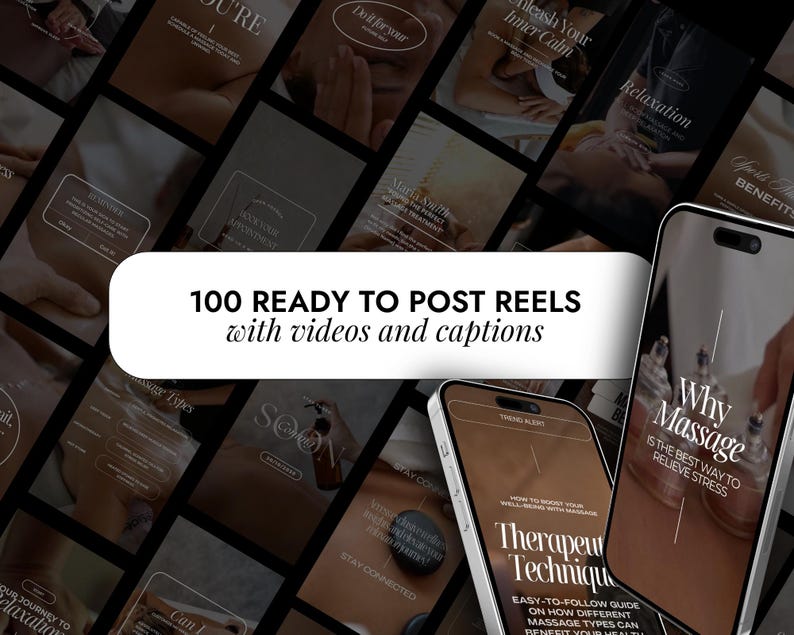 100 Reels Massage Instagram Templates | Spa Instagram Reel | Massage Marketing Instagram | Massage Instagram Therapist Bundle Reels Videos