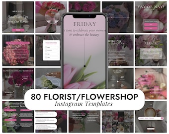 Florist Templates Canva | Flower Shop Instagram | Flower Business Social Media | Florist Marketing | Wedding Florist Posts Aesthetic