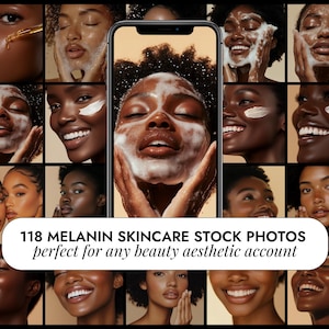 118 Melanin Skincare Stock Photos Bundle | Melanin Beautician Stock Photos Instagram | Melanin Beauty Stock Photos | Black Woman Skincare IG