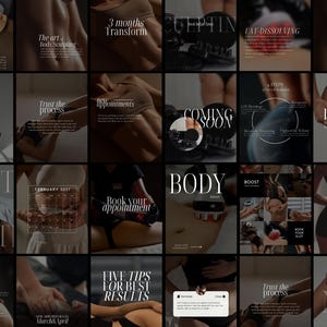 May include: A collage of images with text related to body sculpting and wellness. The images include text such as "3 months Transform", "Body Sculpting", "Coming Soon", "Body", and "Boost". The overall theme is focused on body treatments and appointments.