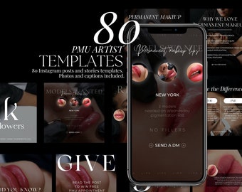 Permanent  Instagram Template | PMU Instagram Template | Microblading Templates | PMU Social Media Post | PMU Brows Templates | Pmu artist