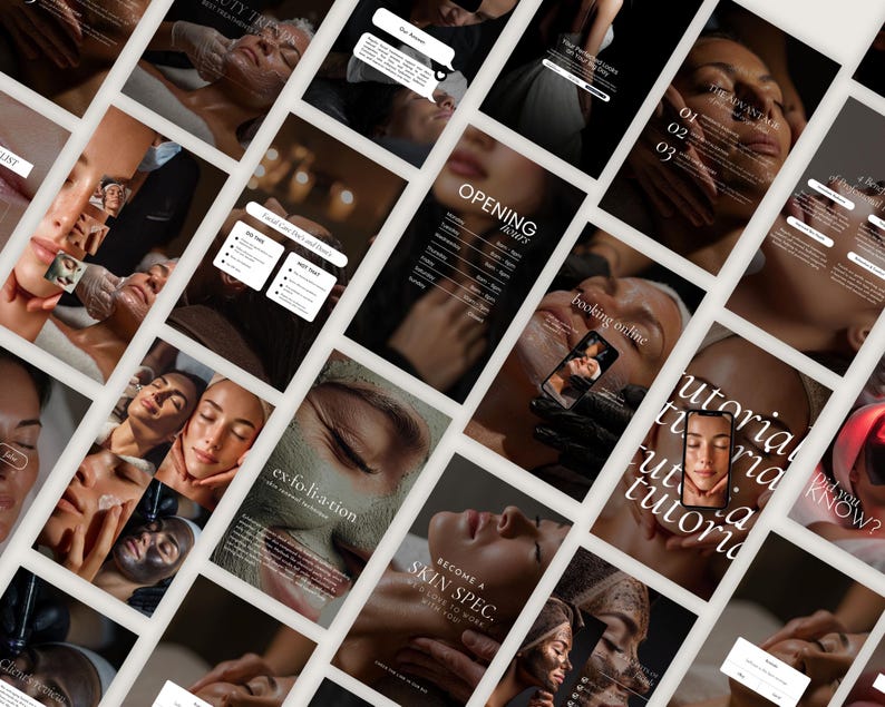 Modelli Instagram per trattamenti viso / Peeling idrafacciali Canva / Post sulla cura della pelle / Social media per estetisti / Feed Instagram per saloni di bellezza immagine 3
