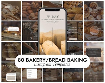 Bakery Templates Canva | Post Templates | Bread Baking Instagram |  Bread Business Social Media | Bakery Marketing | Instagram Canva Cake IG