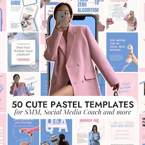 150 Pink Pastel Instagram Templates | Social Media Manager | Canva Editable Branding Kit | Stories Instagram Feed Post | Aesthetic Content