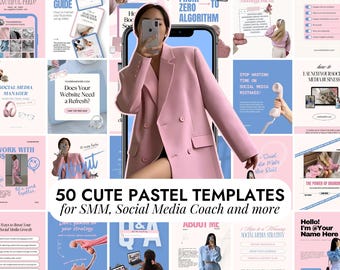 150 Pink Pastel Instagram Templates | Social Media Manager | Canva Editable Branding Kit | Stories Instagram Feed Post | Aesthetic Content