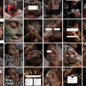 Modelli Instagram per trattamenti viso / Peeling idrafacciali Canva / Post sulla cura della pelle / Social media per estetisti / Feed Instagram per saloni di bellezza immagine 2