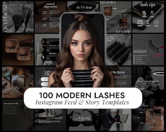 Modern Lashes Instagram Template | Lash Tech Templates Posts | Lashes Extensions Social Media Templates | Beauty Instagram Posts Canva Insta