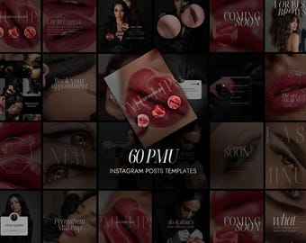 60 Permanent  Instagram Template | PMU Instagram Template | Modern pmu Templates | PMU Social Media Post | PMU Brows Templates | Pmu feed
