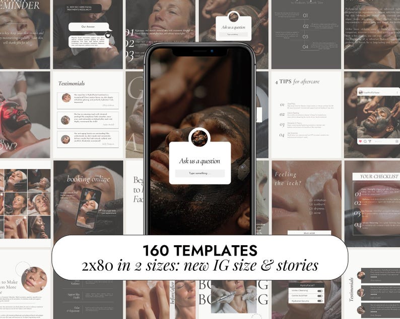 Modelli Instagram per trattamenti viso / Peeling idrafacciali Canva / Post sulla cura della pelle / Social media per estetisti / Feed Instagram per saloni di bellezza immagine 5