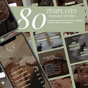 80 Massage Instagram Template | Massage Therapist Templates Posts | Massage Therapy Social Media Templates | Beauty Instagram Posts