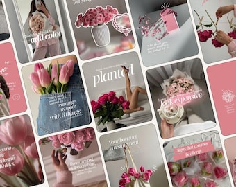 Florist Instagram Templates | Pink Floral Business Social Media Canva Kit