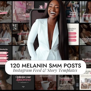 Melanin Social Media Templates | Digital Marketing Post Templates | Personal Growth | Melanin Instagram Posts | Faceless Marketing Boss Babe