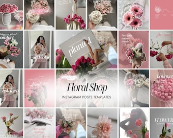 Florist  Instagram Templates Canva | Flower Shop Instagram | Flower Business Social Media | Floral Marketing | Wedding Florist Post Pink