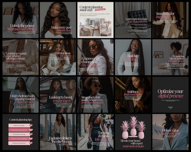 Melanin Social Media Templates | Digital Marketing Post Templates | Personal Growth | Melanin Instagram Posts | Faceless Marketing Boss Babe