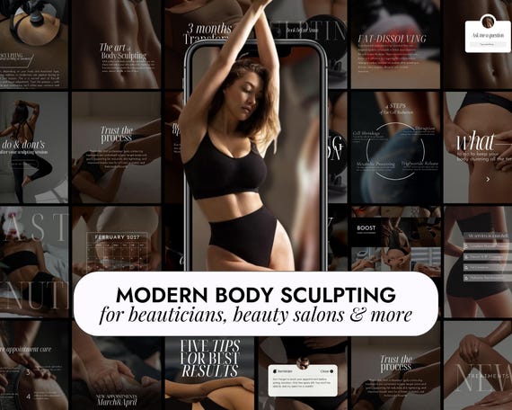 Body Sculpting Modern Instagram Templates | Body Contouring Canva | Beauty Salon Template | Fat Dissolving Social Media Post | Aesthetic