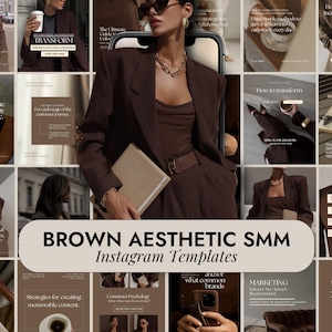 Brown Aesthetic Instagram Templates Social Media Manager | Canva Post Stories | Brown Beige Aesthetic | Marketing Content | UGC Content
