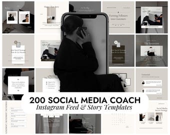 200 modelli di coach per social media / agenzia di marketing per social media / post sui social media di marketing senza volto / marketing digitale / Instagram