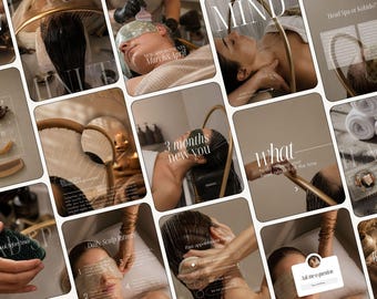Modern Japanese Head Spa Instagram Templates | Massage Salon Canva Bundle