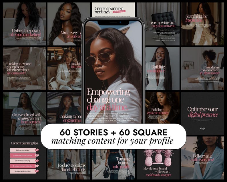 Melanin Social Media Templates | Digital Marketing Post Templates | Personal Growth | Melanin Instagram Posts | Faceless Marketing Boss Babe