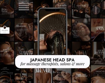Head Spa Modern Instagram Templates | Japanese Head Spa Canva | Massage Salon Template | Head Spa Social Media Post | Aesthetic Massage Feed