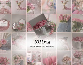 Florist  Instagram Templates Canva | Flower Shop Instagram | Flower Business Social Media | Floral Marketing | Wedding Florist Post Pink