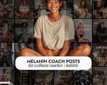 Melanin Wellness Coach Instagram Templates | Holistic Coach Social Media | Wellness Wellbeing Black Woman | Health Life Coach Melanin| Canva