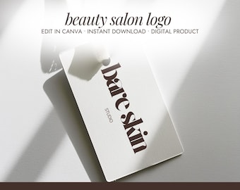 Beauty Salon Logo | Canva Editable Logo Design | Minimalistic Logo | Aesthetic Beige Logo | Beauty Marketing Branding Kit | Black Logo