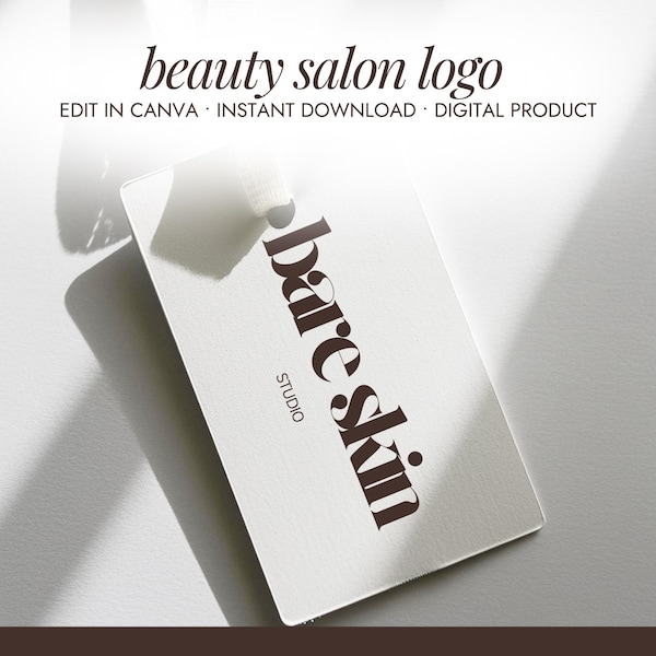 Beauty Salon Logo | Canva Editable Logo Design | Minimalistic Logo | Aesthetic Beige Logo | Beauty Marketing Branding Kit | Black Logo