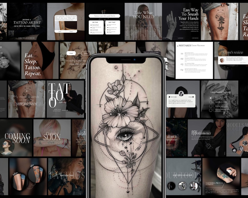 Tattoo Artist Instagram Templates | Tattoo Studio Stories Canva | Tattoo Artist Social Media ...