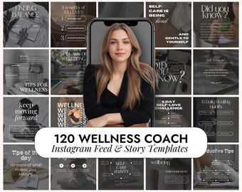 Wellness Coach Instagram Templates | Holistic Coach Social Media Posts | Wellness Wellbeing Templates | Health Life Coach Templates | Canva