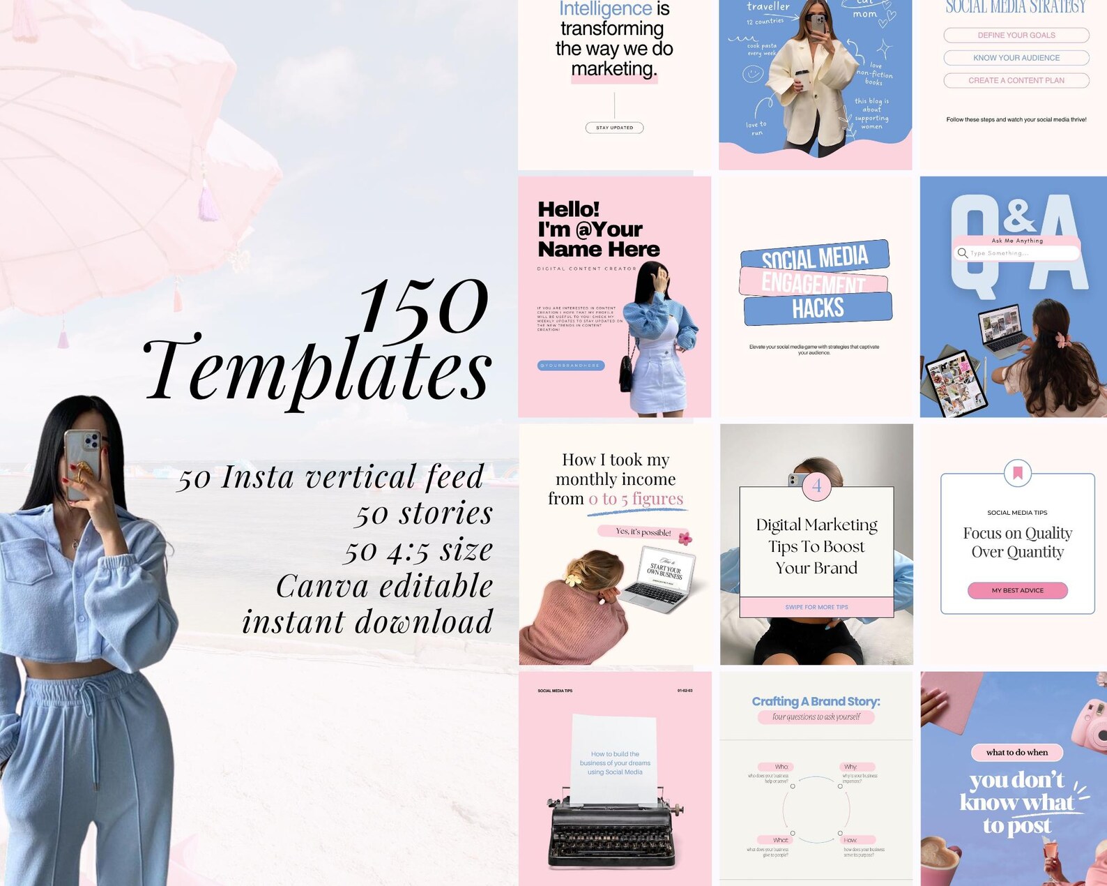 150 Pink Pastel Instagram Templates | Social Media Manager | Canva ...
