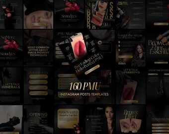 160 PMU Instagram Templates Bundle | Brows, Lips, Social Media Posts