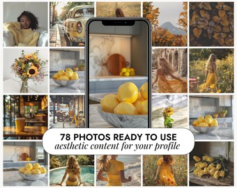 Yellow Aesthetic Stock Photos | Faceless Digital Marketing Images | Faceless Branding | Instagram Reel Cover | Yellow Stock Photo Bundle