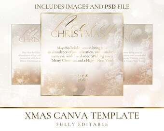 Xmas Wishes Social Media posts | Gold Christmas Instagram Templates |  Merry Christmas Template| PMU Artist | Christmas Canva Gold