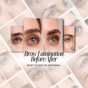 Brow Lamination Stock Photos | Brow Tech Instagram Images | Eyebrow Before After Photos | Brow Salon Marketing Bundle | Brow Tech Content