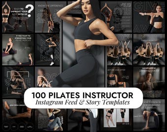 Plantillas de publicaciones de Instagram de Pilates / Plantilla de instructor de pilates / Plantilla de entrenador de fitness / Plantilla de Canva para publicaciones en redes sociales de yoga / Estudio de pilates IG