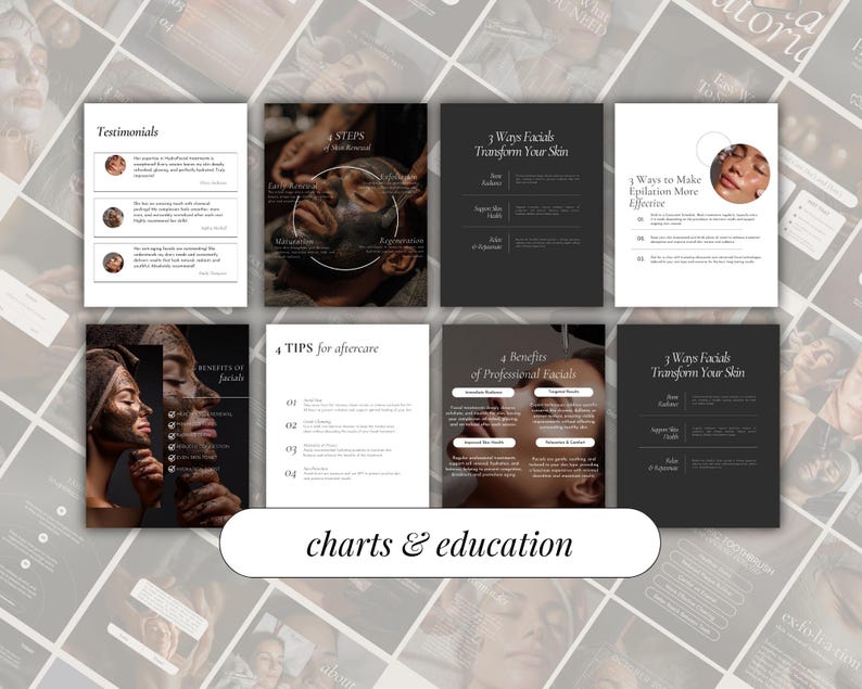 Modelli Instagram per trattamenti viso / Peeling idrafacciali Canva / Post sulla cura della pelle / Social media per estetisti / Feed Instagram per saloni di bellezza immagine 8